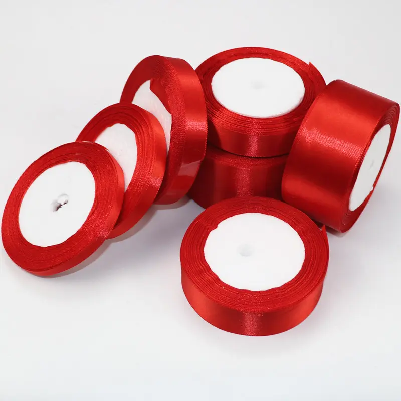 6-10-15-20-25-40-50mm Red Satin Ribbons 22Meters/Roll Wedding Birthday Party Christmas Halloween Gift Box Wrapping Ruban