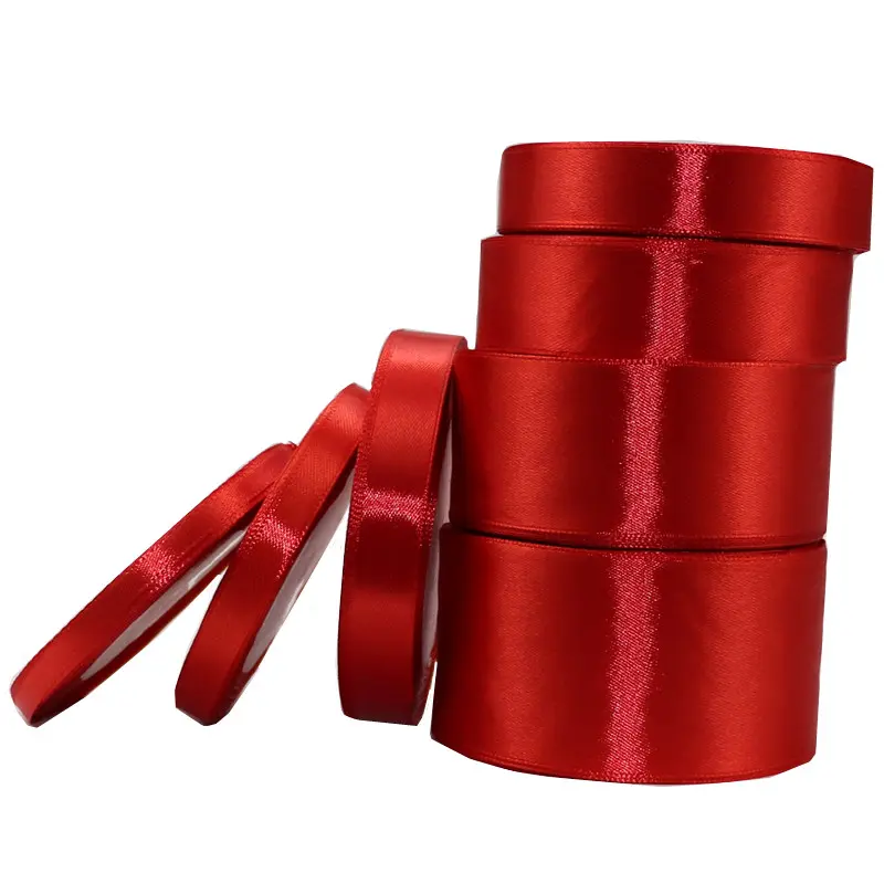 6-10-15-20-25-40-50mm Red Satin Ribbons 22Meters/Roll Wedding Birthday Party Christmas Halloween Gift Box Wrapping Ruban