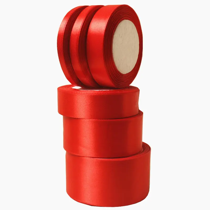 6-10-15-20-25-40-50mm Red Satin Ribbons 22Meters/Roll Wedding Birthday Party Christmas Halloween Gift Box Wrapping Ruban