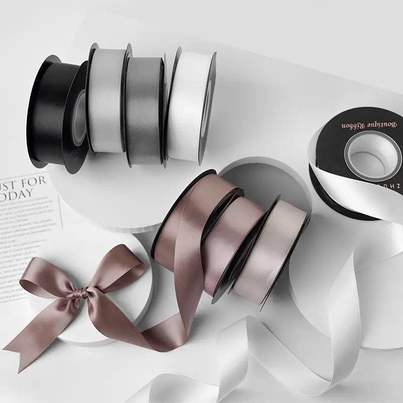 2.5cm Double-sided Satin Ribbon 18meters/roll Handmade Wedding Party Decoration DIY Bow Bouquet Gift Wrapping