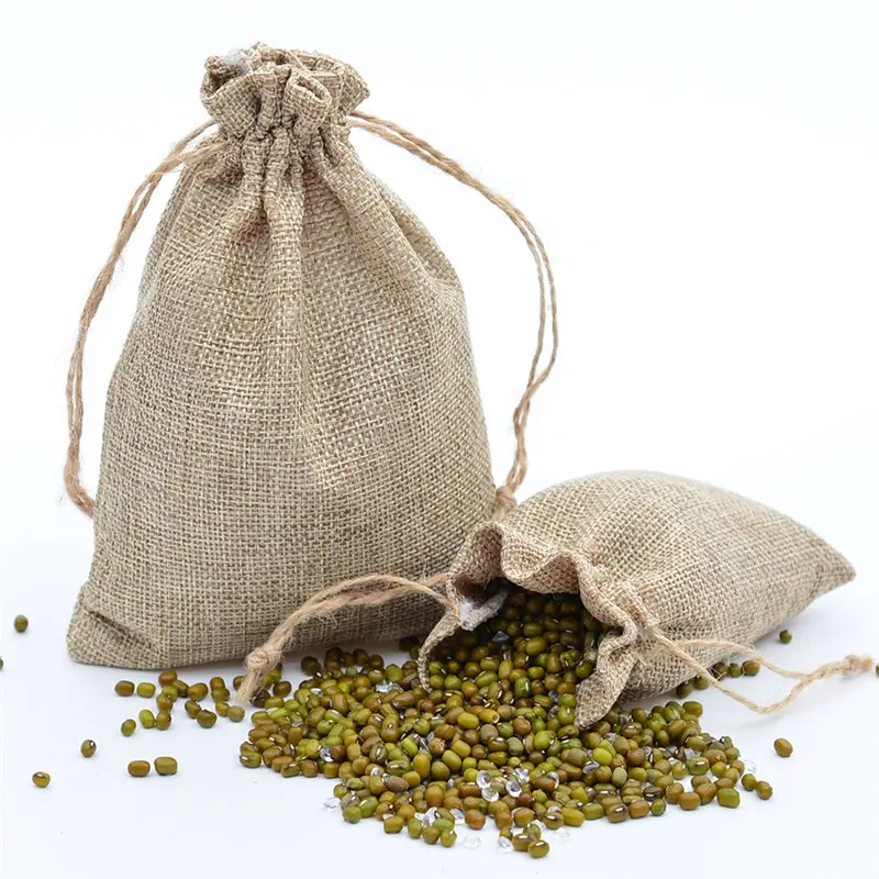5pcs Jute Burlap Drawstring Bags Christmas Halloween Rustic Wedding Birthday Party Candy Chocolate Wrapping Bags Gift Box Bags