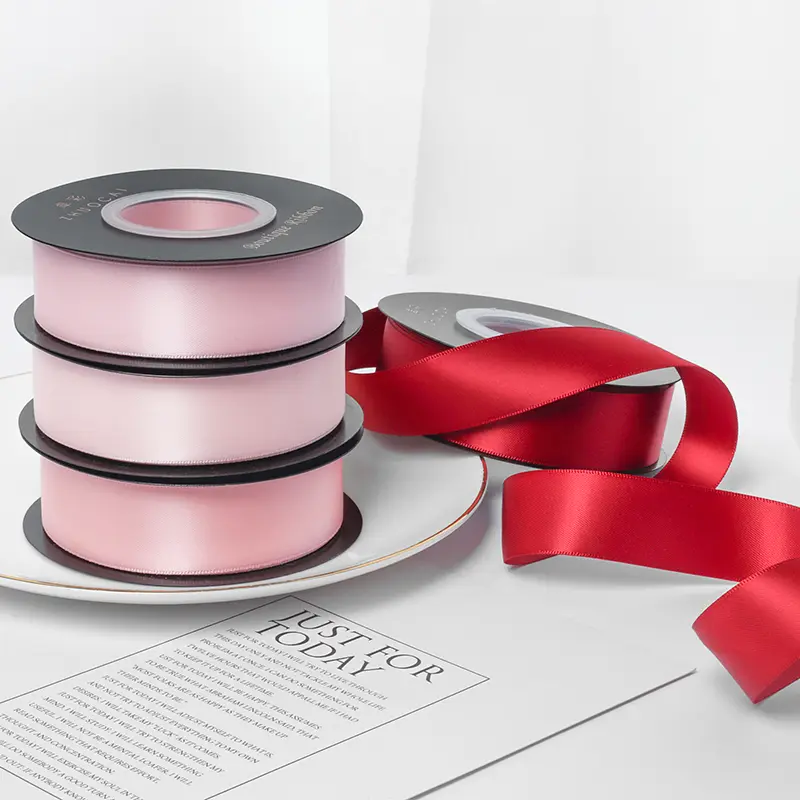 2.5cm Double-sided Satin Ribbon 18meters/roll Handmade Wedding Party Decoration DIY Bow Bouquet Gift Wrapping