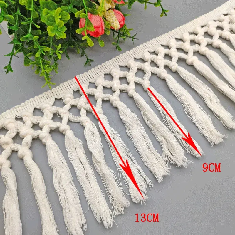 13cm Beige Crocheted Fringe Cotton Lace Ribbon DIY Apparel Sewing Fabric Curtain Scarf Home Textile Garment Decoration Tassel