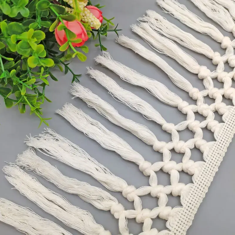13cm Beige Crocheted Fringe Cotton Lace Ribbon DIY Apparel Sewing Fabric Curtain Scarf Home Textile Garment Decoration Tassel
