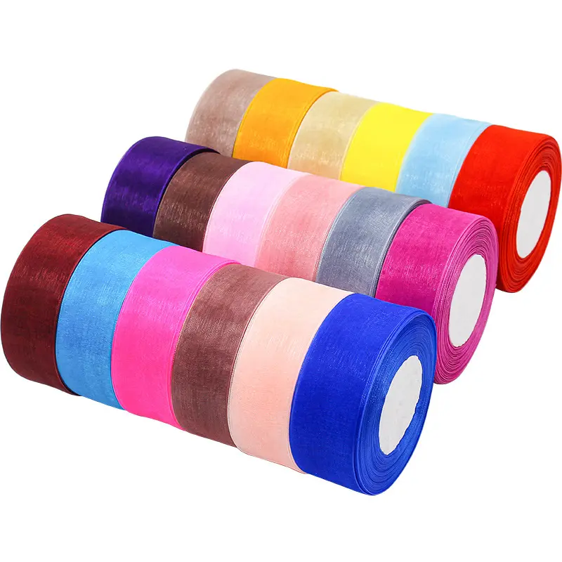 4cm Organza Ribbons 50yards/Roll Christmas Halloween Wedding Birthday Party Gift Box Wrapping Ribbons DIY Handmade Crafts Fabric