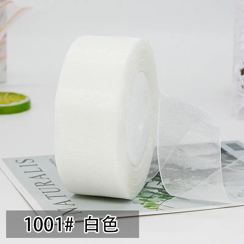 4cm Organza Ribbons 50yards/Roll Christmas Halloween Wedding Birthday Party Gift Box Wrapping Ribbons DIY Handmade Crafts Fabric
