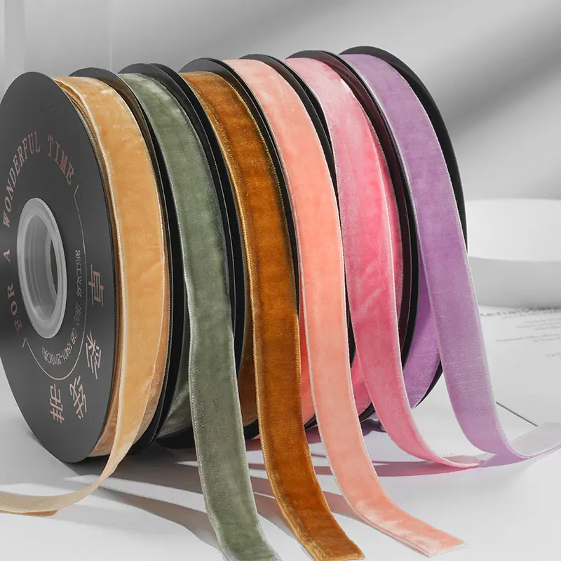 1.5cm 4.5m Vintage Velvet Ribbon Flocking Handmade DIY Gift Box Packaging Bow Party Wedding  Accessories