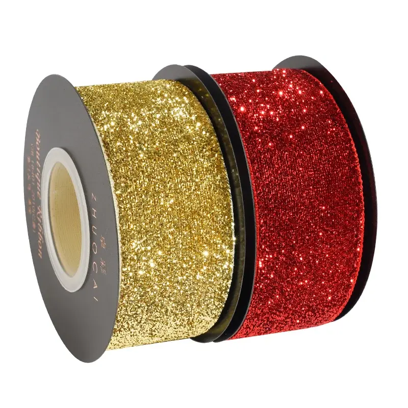 5Yards/Roll 4cm Silver Glitter Velvet Ribbon Handmade DIY Bows Gift Box Wedding Christmas Bow Decorations