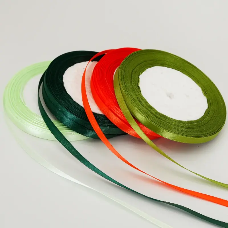 6mm Satin Ribbons Wedding Christmas Halloween Decoration Baby Shower Birthday Party Gift Wrapping Ribbon DIY Crafts Bow Fabric