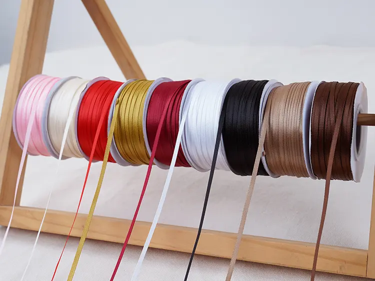 3mm 91meters/Roll Double-sided Satin Ribbon Wedding Party Decoration Polyester Gift Packaging Ribbons