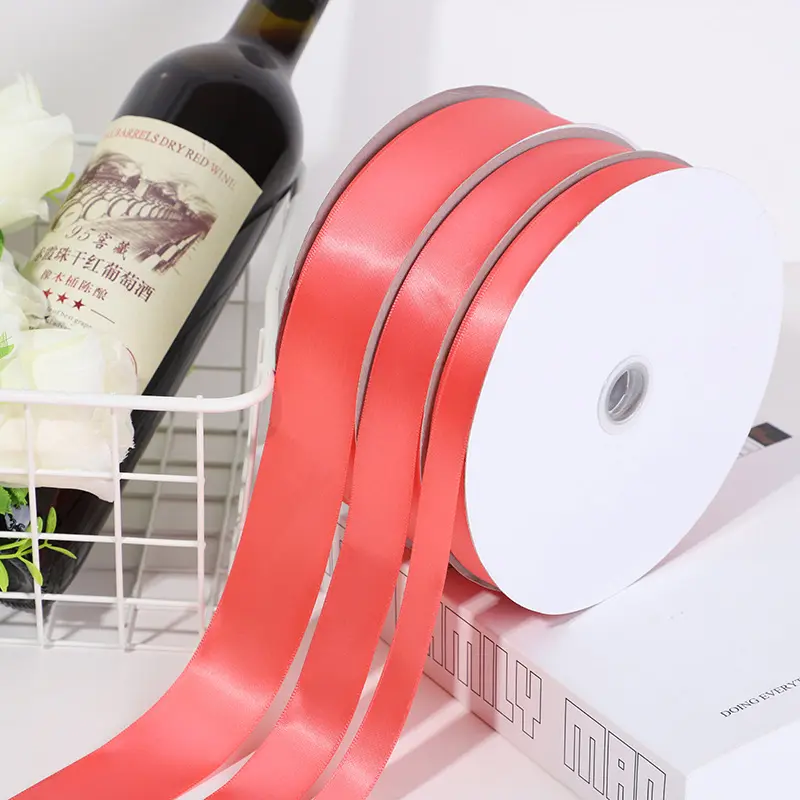 6/10/12/15/20/25/40/50mm 91Meters Watermelon Single Face Satin Ribbon Polyester Fabric Tapes Decoration DIY Sewing Supplies