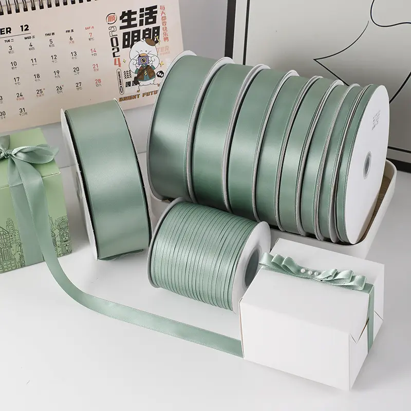 91Meters/Roll 6/10/12/15/20/25/38/50mm Grey Green Handmade Craft Gifts Wedding Decoration Halloween Ribbon