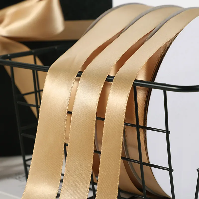 90Meters 6mm-50mm Champagne Gold Flower Packaging Ribbon Fabric Gift Wrap Sewing Party Wedding Christmas Deco Craft Supplies