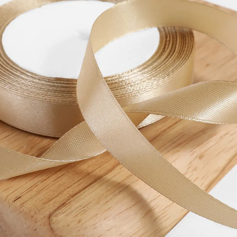 90Meters 6mm-50mm Champagne Gold Flower Packaging Ribbon Fabric Gift Wrap Sewing Party Wedding Christmas Deco Craft Supplies