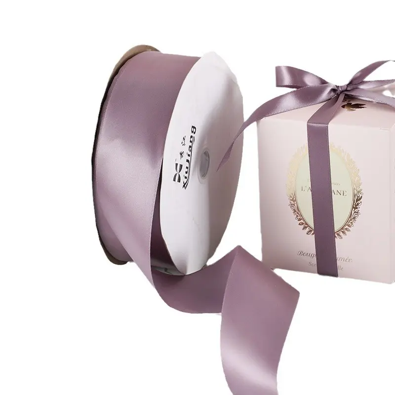6mm-50mm 91Meters Taro Purple Polyester Satin Ribbon Party Wedding Decoration Handmade Rose Flowers Crafts Materials