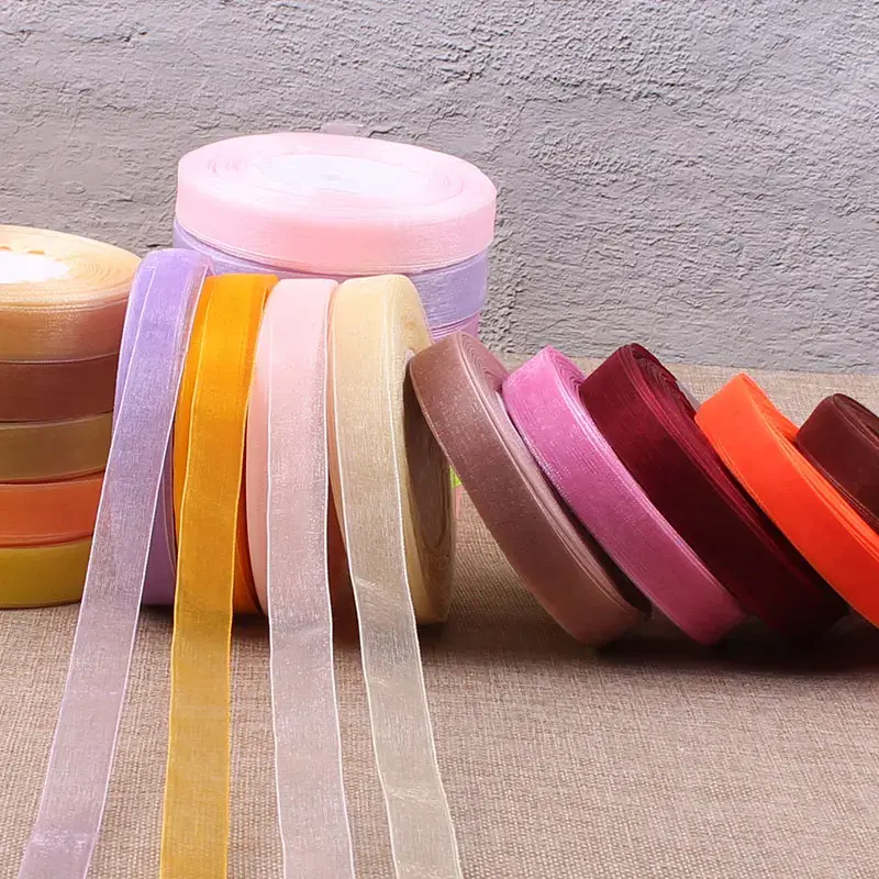 12mm 15mm 20mm 25mm 40mm 50mm Organza Ribbon 45meters/Roll Wedding Party Decoration Gift Wrapping Supplies