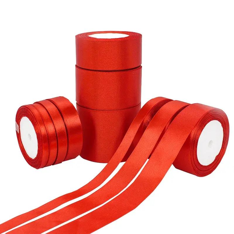 6/10/15/20/25/40/50mm Red Silk Satin Ribbons for DIY Crafts Bow Handmade Gift Wrap Party Wedding Decorative 22meters/Roll