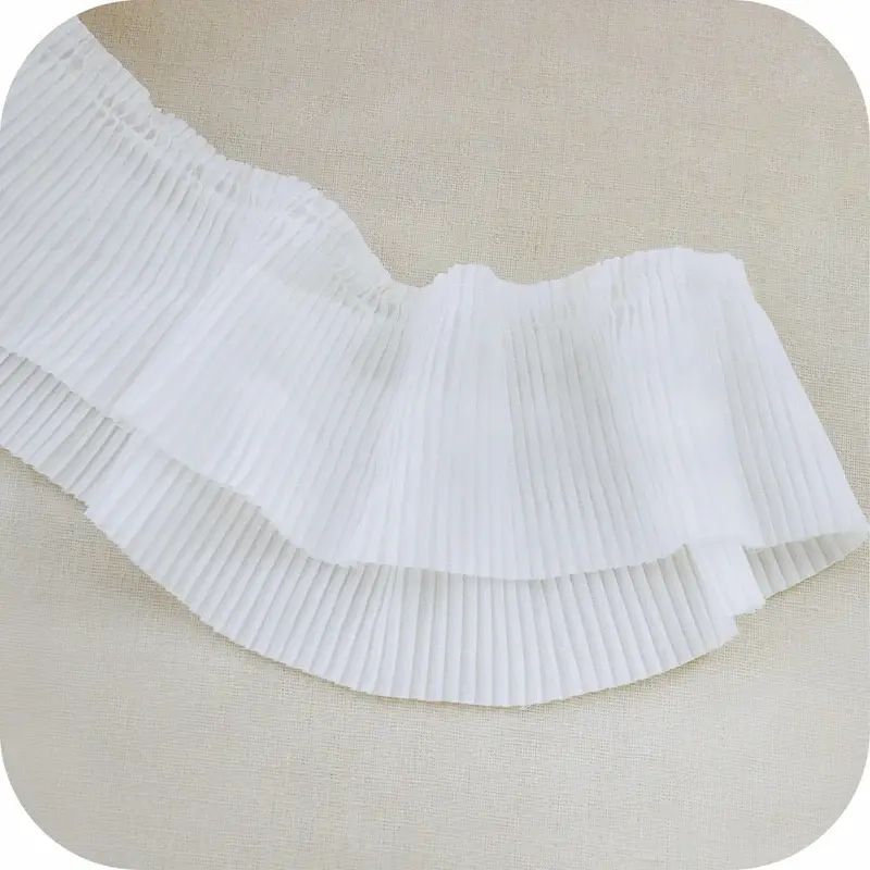 6.5cm 120D Chiffon Pleated Elastic Lace Ribbon Handmade DIY Apparel Sewing Fabric Home Curtain Textile Garment Accessories Tape