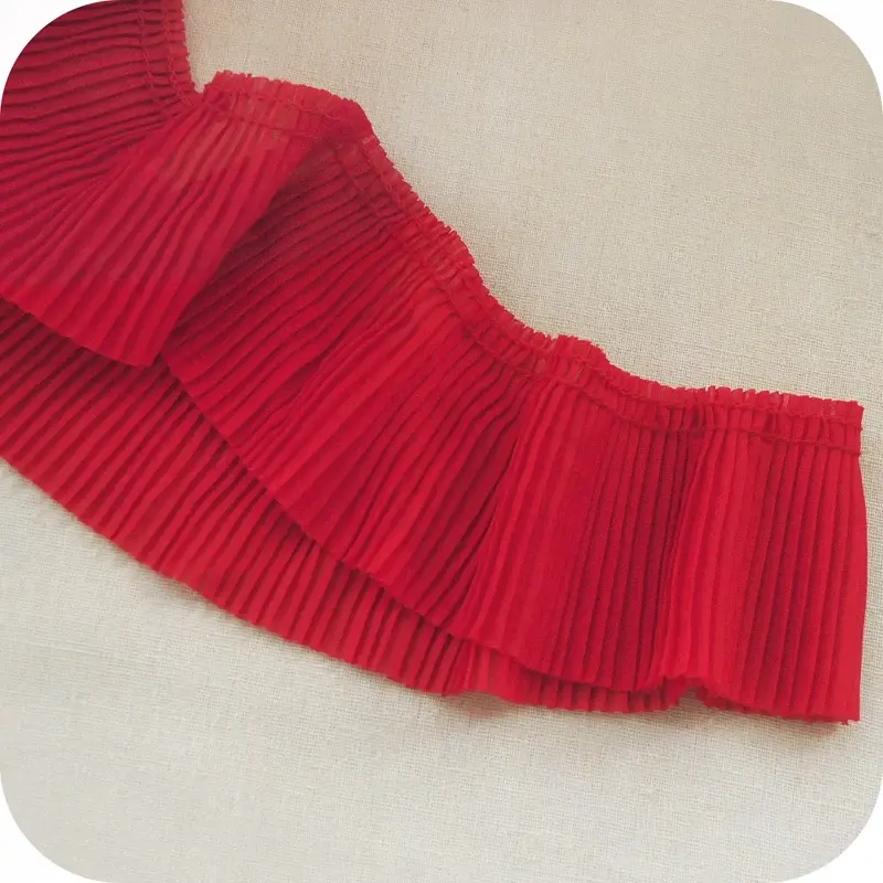 6.5cm 120D Chiffon Pleated Elastic Lace Ribbon Handmade DIY Apparel Sewing Fabric Home Curtain Textile Garment Accessories Tape