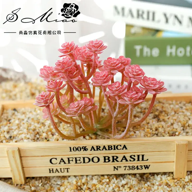 12x15cm Green Pink Purple Artificial Succulent Plants DIY Home Desktop Flower Arrangement Accessories Plastic Fake Plants Bonsai