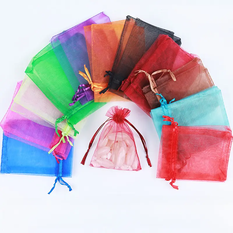 100pcs 9x12cm Organza Bags Jewelry Packaging Bags Wedding Birthday Event Party Decoration Drawable Bags Gift Box Candy Pouches