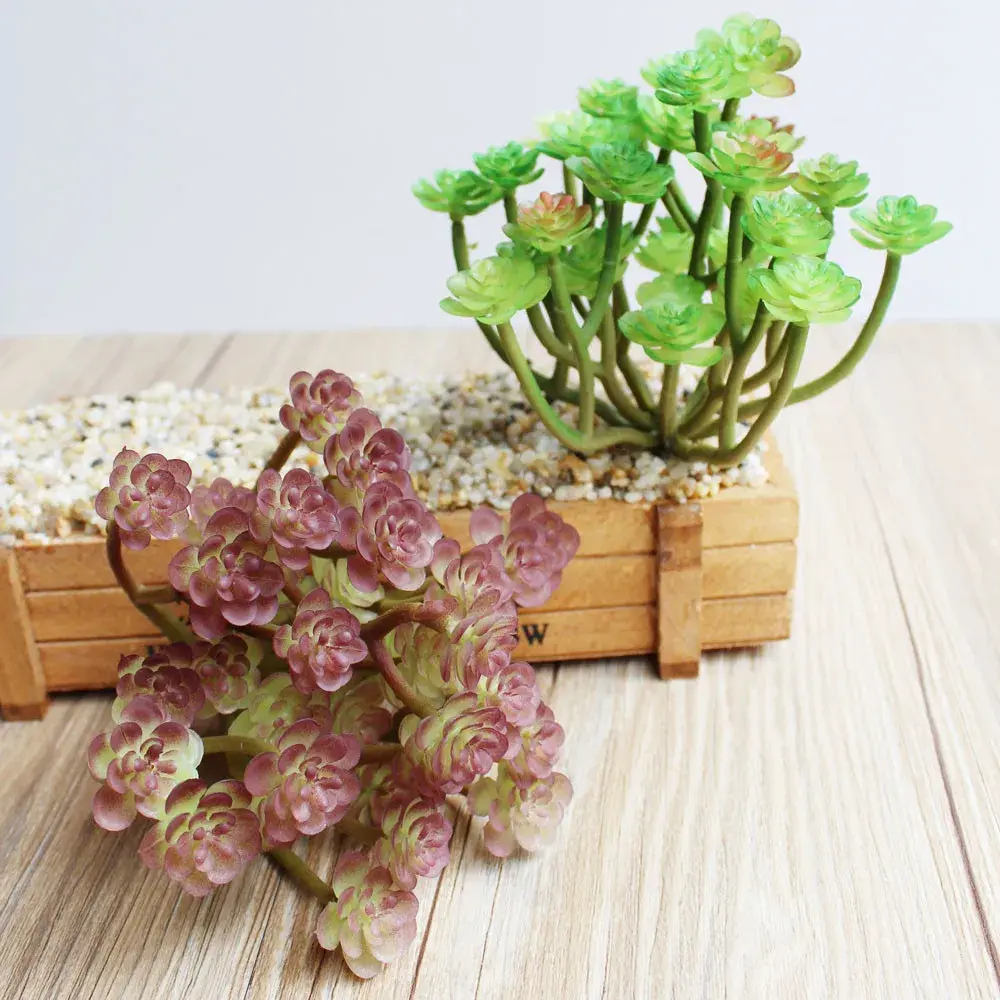 12x15cm Green Pink Purple Artificial Succulent Plants DIY Home Desktop Flower Arrangement Accessories Plastic Fake Plants Bonsai