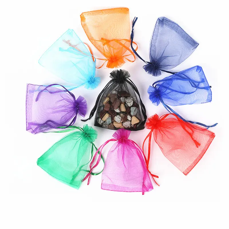 100pcs 9x12cm Organza Bags Jewelry Packaging Bags Wedding Birthday Event Party Decoration Drawable Bags Gift Box Candy Pouches