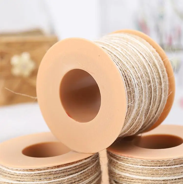 10M/Roll 5mm Jute Burlap Hessian Ribbon Vintage Rustic Wedding Christmas Decoration Birthday Party DIY Crafts Gift Box Packaging