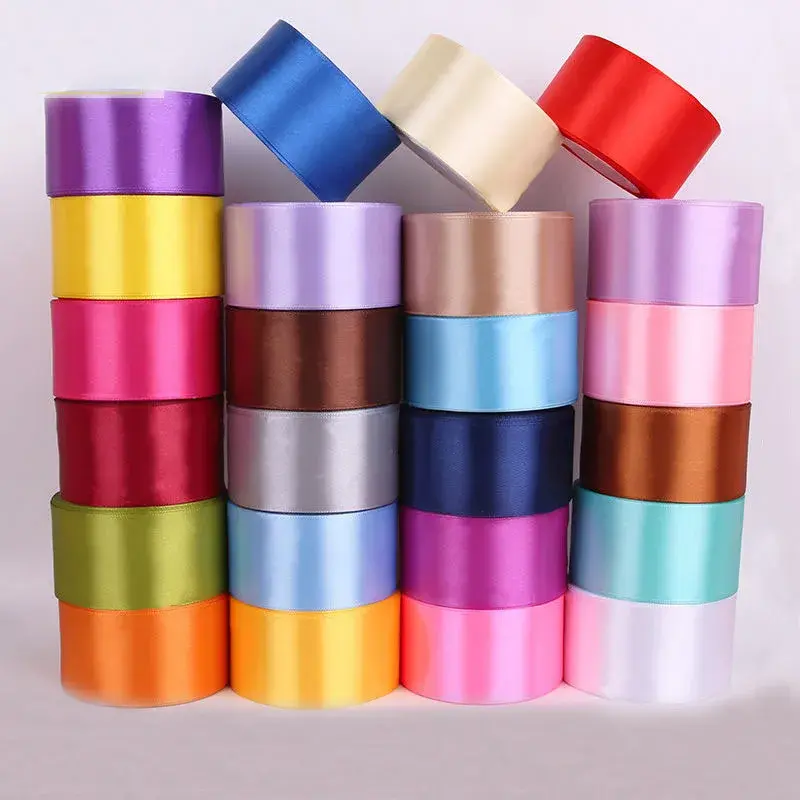 5cm Satin Ribbons 22Meters/Roll DIY Roses Crafts Fabric Wedding Christmas Birthday Party Gift Box Cake Wrapping Decor Ribbons