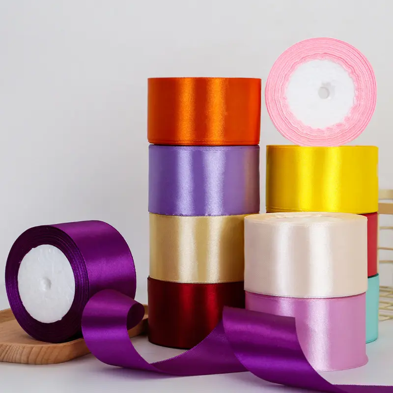 5cm Satin Ribbons 22Meters/Roll DIY Roses Crafts Fabric Wedding Christmas Birthday Party Gift Box Cake Wrapping Decor Ribbons