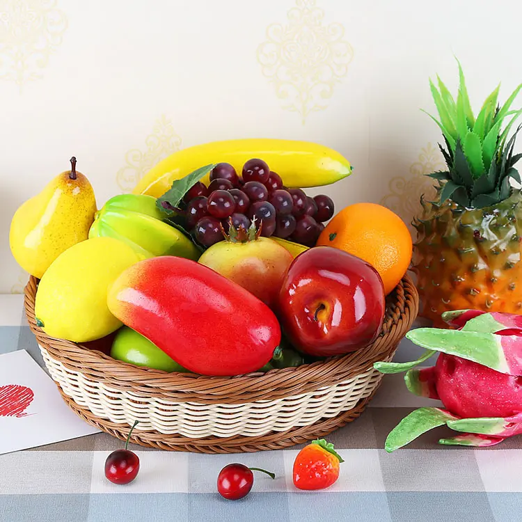 10PCS Apple Pear Orange Lemon Artificial Fruits Christmas Halloween Wedding Birthday Party Home Decor Fake Fruits Vegetables