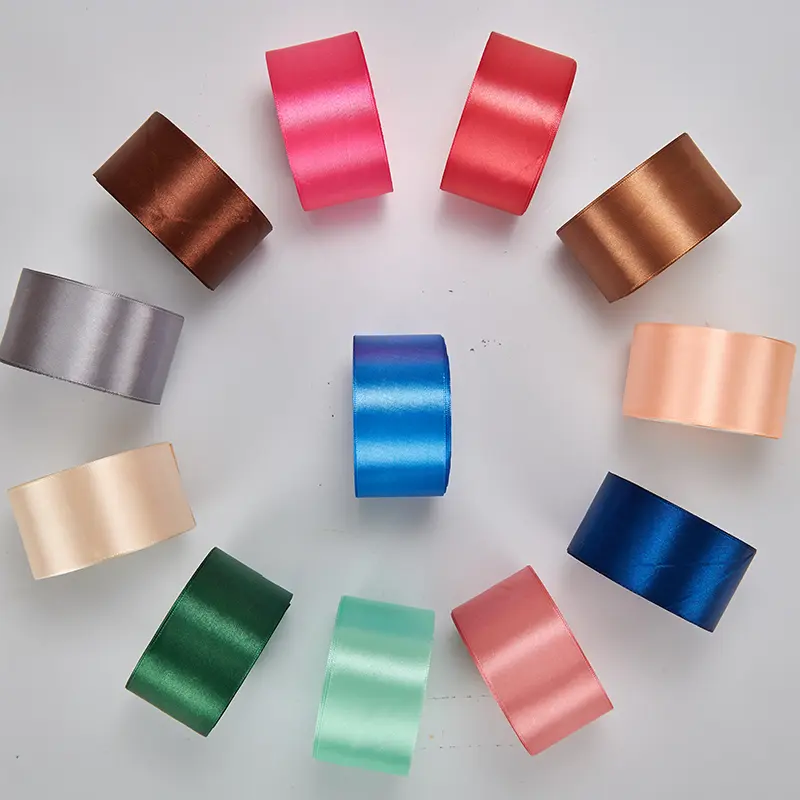 50mm Satin Ribbon White Black Pink Red Blue Purple Green Orange Yellow Ribbon DIY Crafts Fabric Wedding Party Gift Packaging