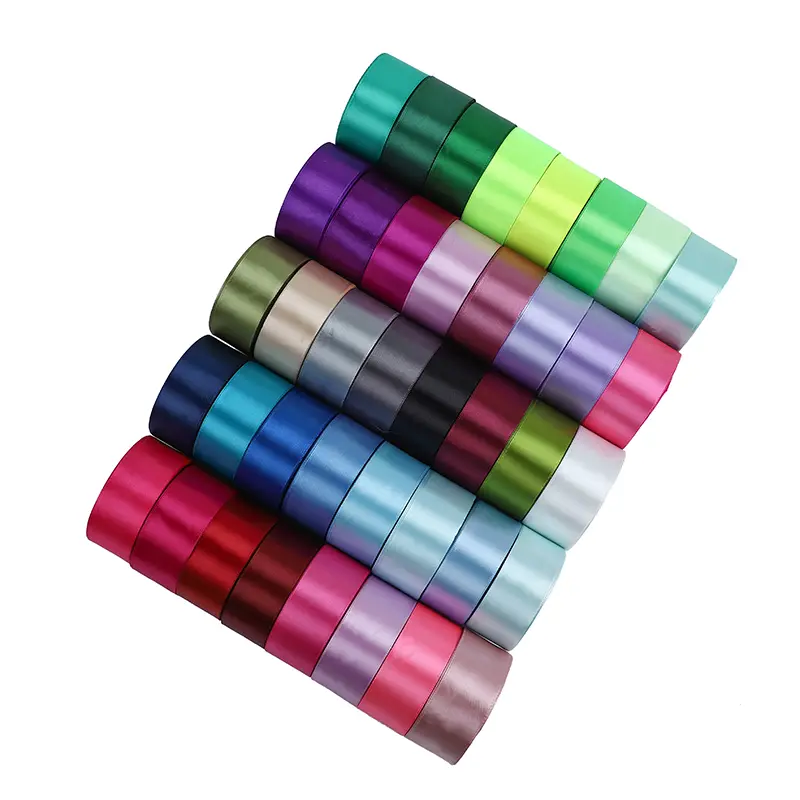 50mm Satin Ribbon White Black Pink Red Blue Purple Green Orange Yellow Ribbon DIY Crafts Fabric Wedding Party Gift Packaging