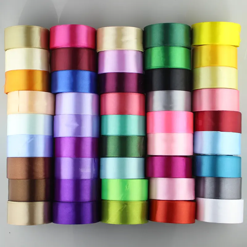 50mm Satin Ribbon White Black Pink Red Blue Purple Green Orange Yellow Ribbon DIY Crafts Fabric Wedding Party Gift Packaging