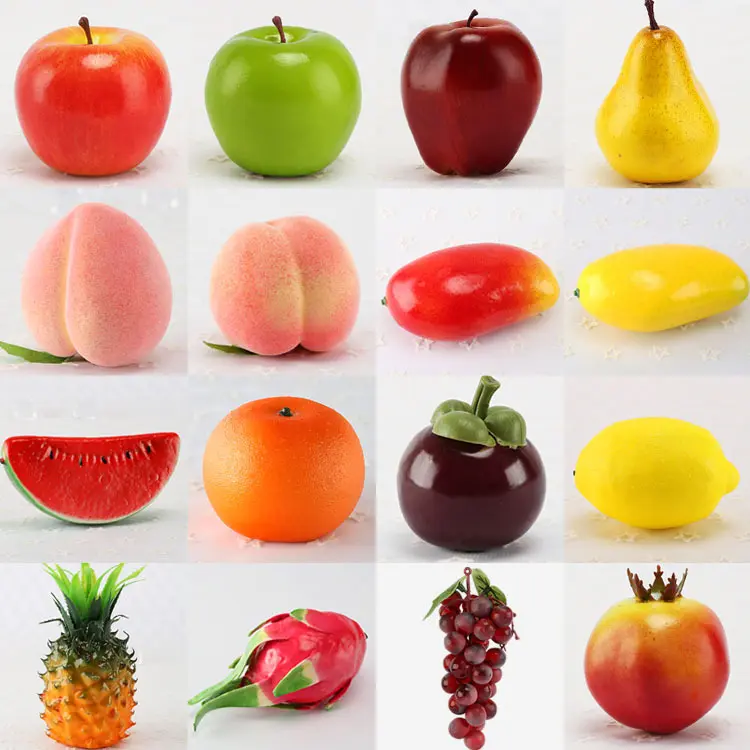 10PCS Apple Pear Orange Lemon Artificial Fruits Christmas Halloween Wedding Birthday Party Home Decor Fake Fruits Vegetables