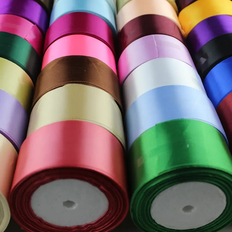 50mm Satin Ribbon White Black Pink Red Blue Purple Green Orange Yellow Ribbon DIY Crafts Fabric Wedding Party Gift Packaging