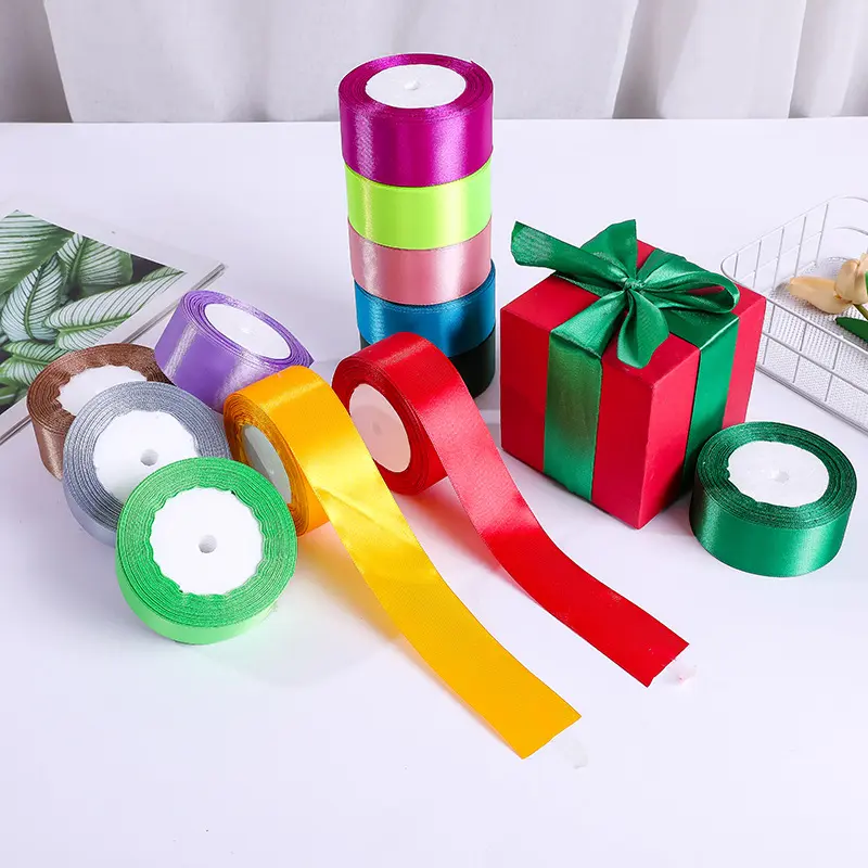 22Meters/Roll 40mm Single Face Satin Ribbons DIY Crafts Fabric Wedding Birthday Party Gift Box Cake Flower Decoration Supplies