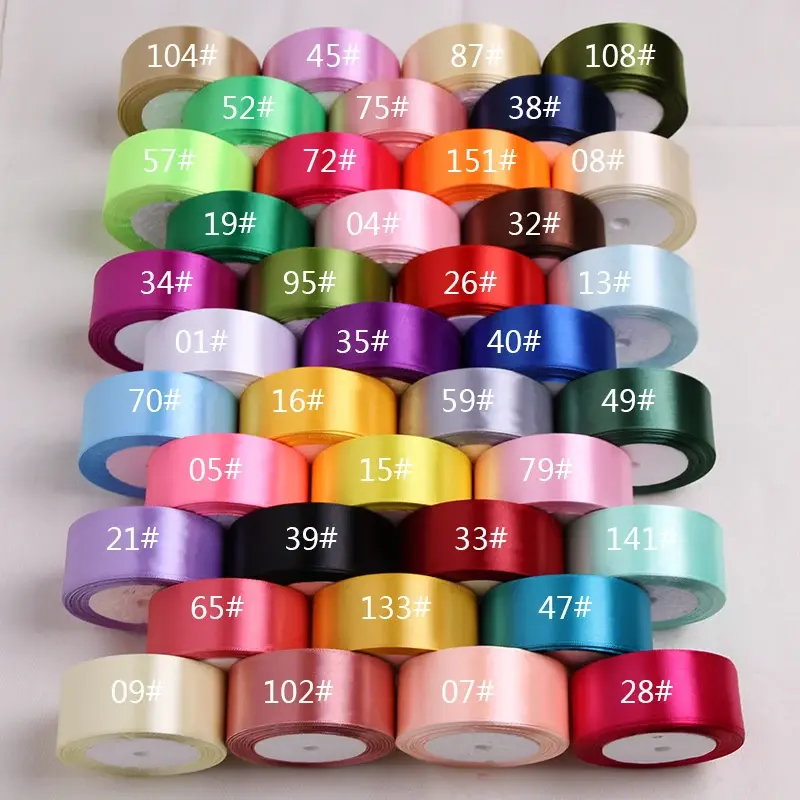 2inch 50mm White Beige Pink Blue Purple Green Orange Yellow Satin Ribbon DIY Crafts Scrapbooking Material Gift Wrapping Ribbon