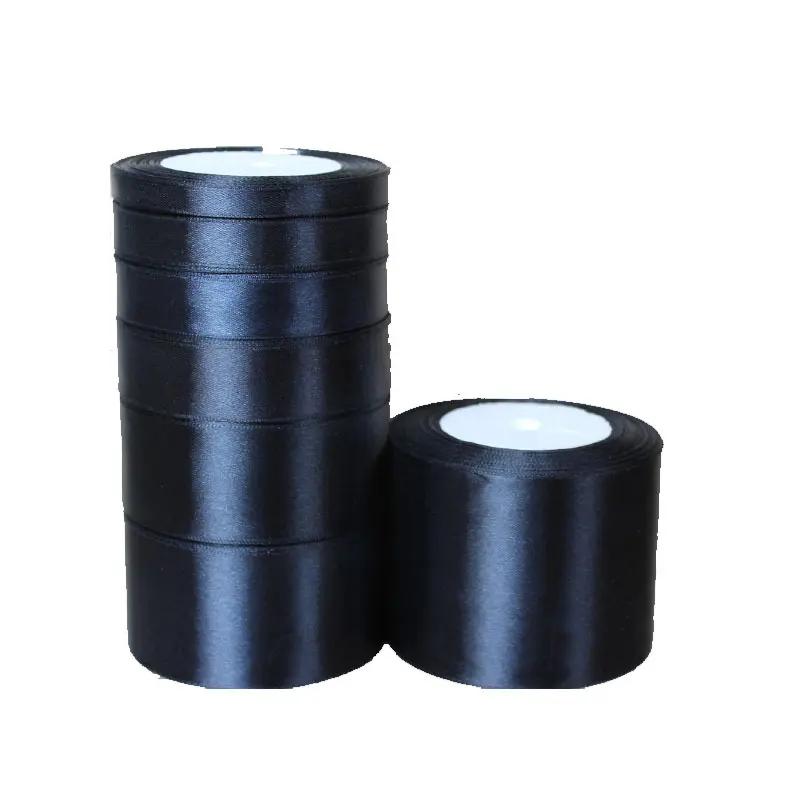 Solid Color Black Satin Ribbon DIY Handmade Craft Accessories Home Christmas Decorations
