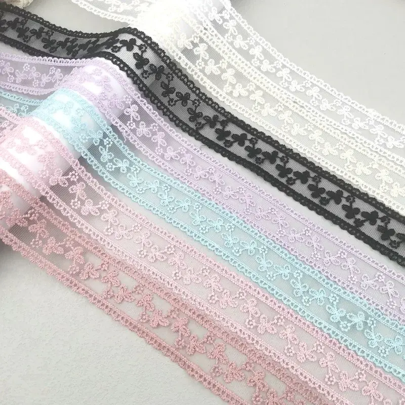 4cm 30Yards Hollow Floral Embroidery Lace Ribbon Black White Beige Handmade DIY Material Clothing Accessories