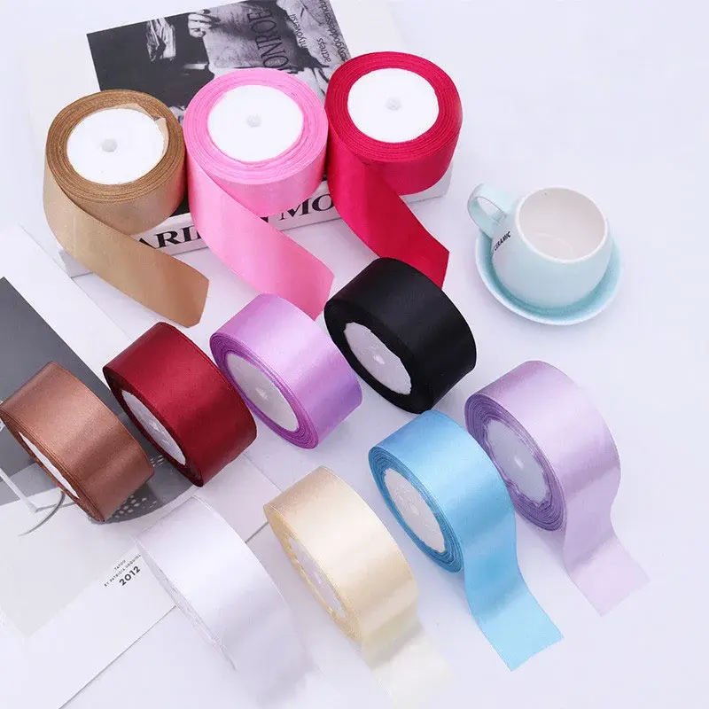 2inch 50mm White Beige Pink Blue Purple Green Orange Yellow Satin Ribbon DIY Crafts Scrapbooking Material Gift Wrapping Ribbon