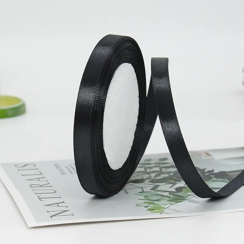 Solid Color Black Satin Ribbon DIY Handmade Craft Accessories Home Christmas Decorations