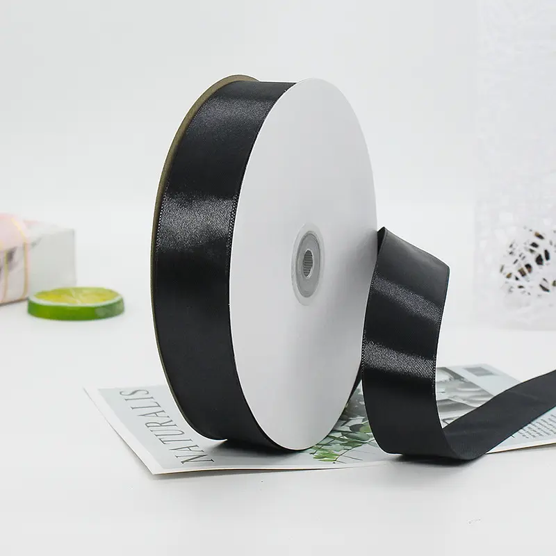 Solid Color Black Satin Ribbon DIY Handmade Craft Accessories Home Christmas Decorations