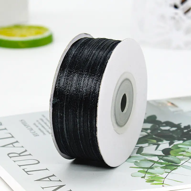 Solid Color Black Satin Ribbon DIY Handmade Craft Accessories Home Christmas Decorations