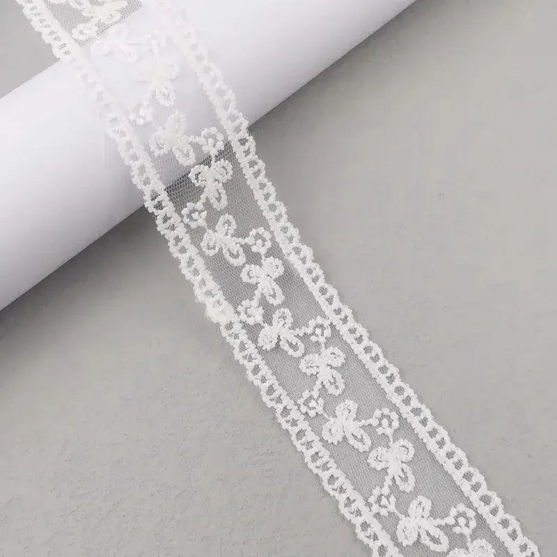 4cm 30Yards Hollow Floral Embroidery Lace Ribbon Black White Beige Handmade DIY Material Clothing Accessories
