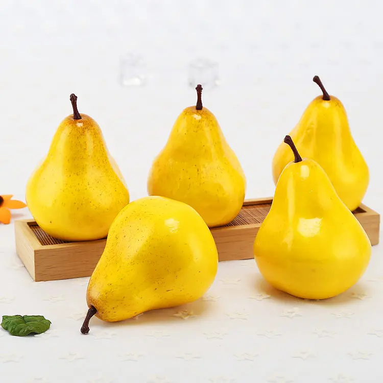 8x11cm 5PCS Yellow Artificial Pears Home Garden Decoration Artificial Fruits Festive & Party Supplies Simulation Pear Ornament