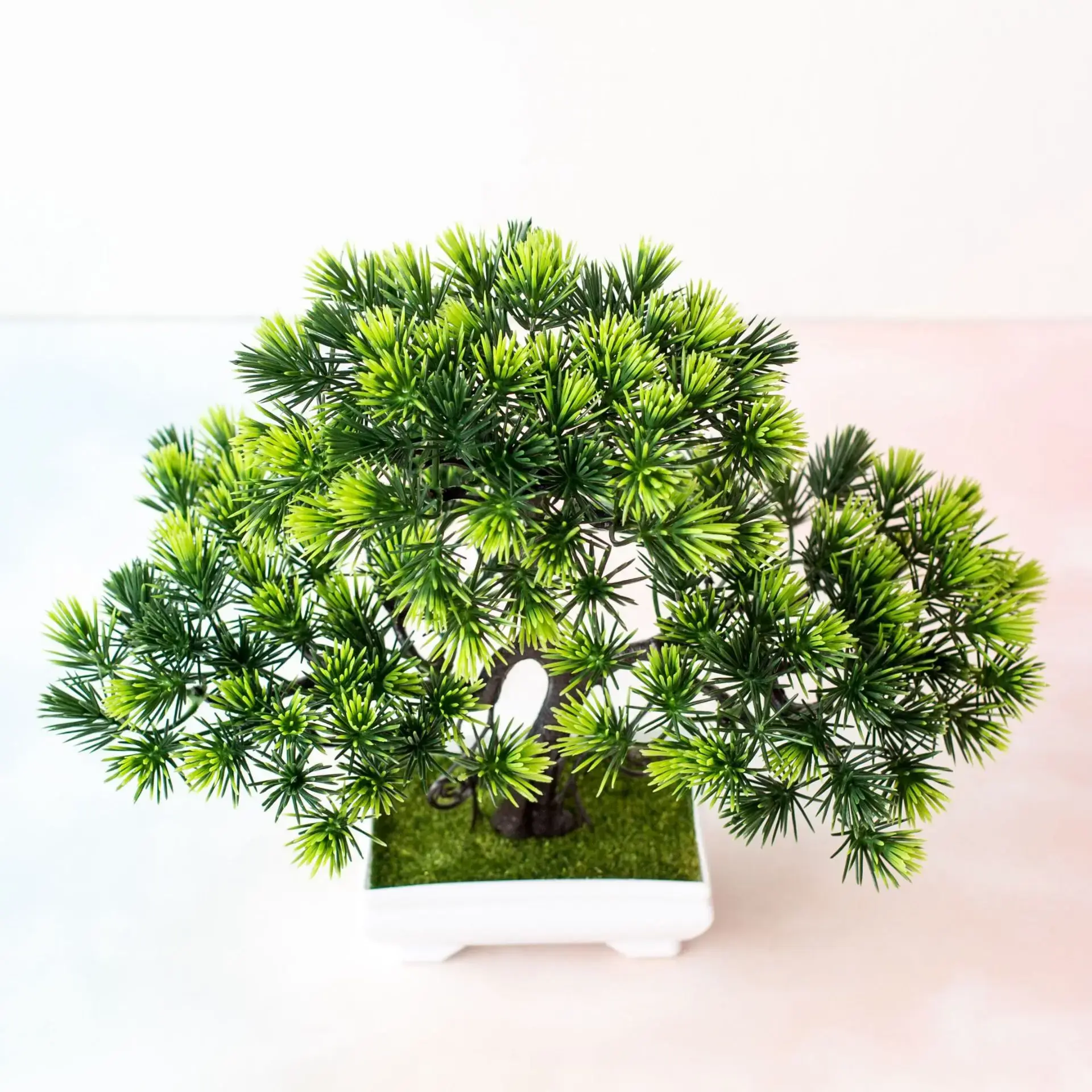 26cm Green Artificial Guest Greeting Small Tree Potted Bonsai Home Garden Bedroom Desktop Hotel Party Decor Fake Plants Bonsai