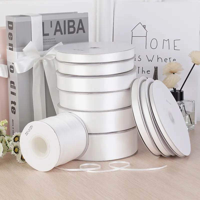 90Meters/Roll White Satin Silk Ribbons DIY Artificial Roses Crafts Supplies Sewing Accessories 6/10/12/15/20/25/40/50mm
