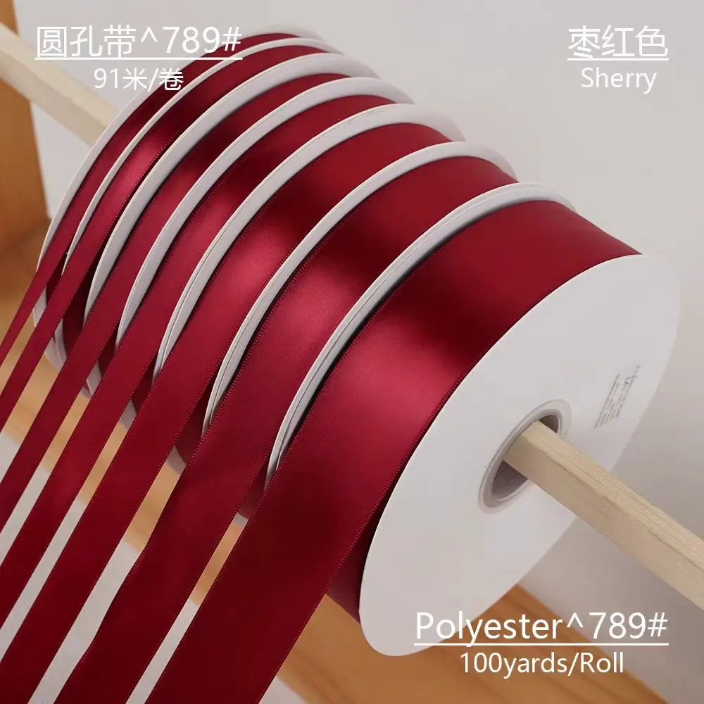 100Yards Burgundy 6/10/12/15/20/25/40mm Satin Ribbons Crafts Supplies Sewing Accessories for Wedding Handmade Bows Gift Wrapping