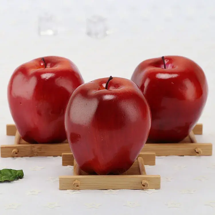 5piece Artificial Red Delicious Apple Home Garden Kitchen Ornaments Fake Fruits Crafts Food Photography Props Party Supplies